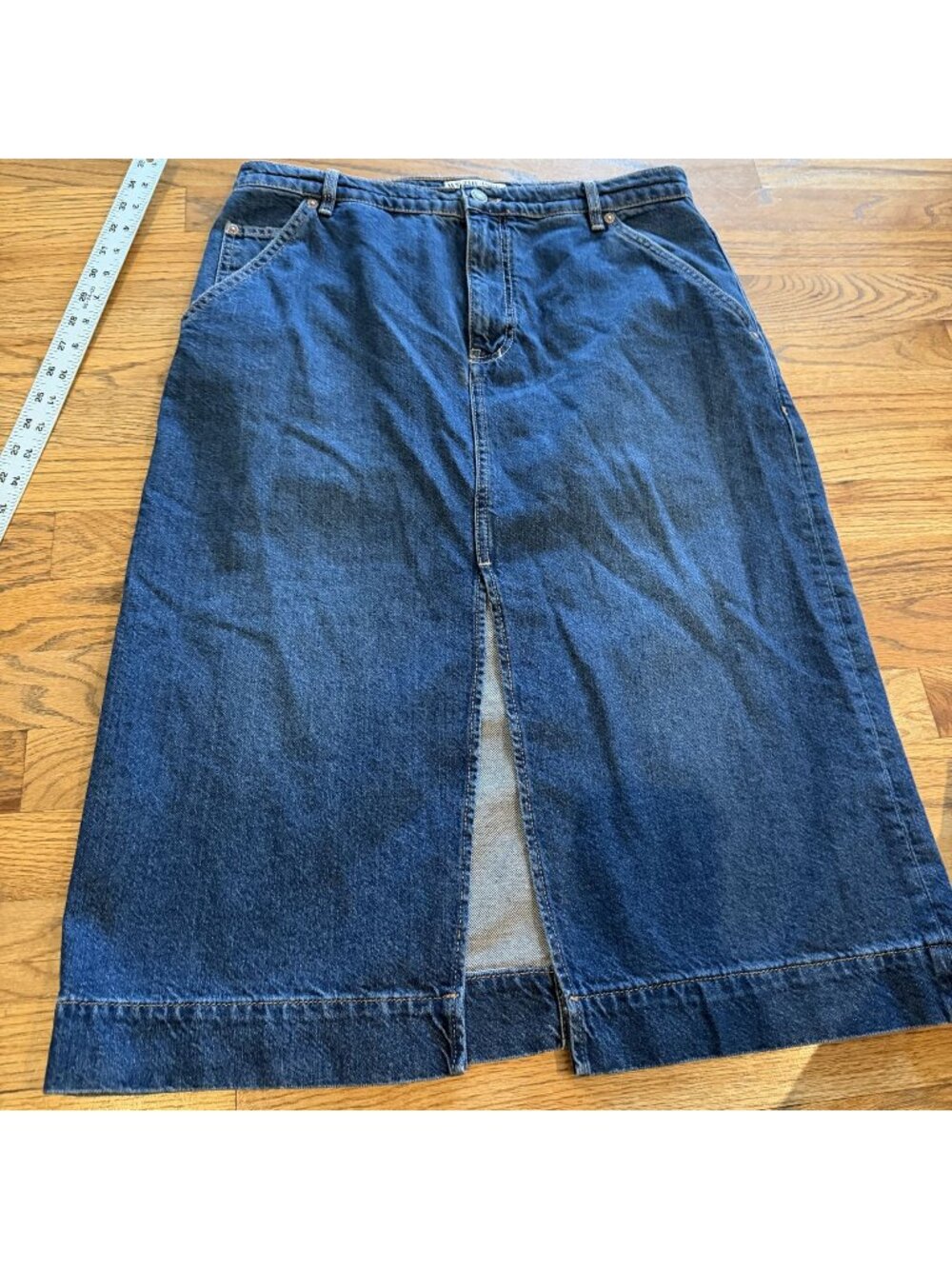 WE THE FREE WOMENS DENIM MIDI JEAN SKIRT SIZE 31